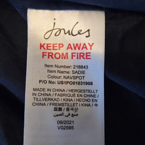 Joules Sadie Dress Navy Polka Dot Print, Tiered, Button Front, Collared, Sz 10 - Picture 4 of 12